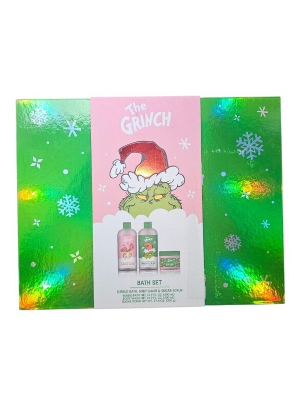 The Grinch Bath Set Bubble Bath Body Wash Sugar Scrub Gift Set NEW Sealed